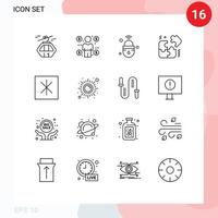 ensemble de 16 symboles d'icônes d'interface utilisateur modernes signes pour réfrigérateur puzzle pièces de consommation éléments de conception vectoriels modifiables sécurisés vecteur