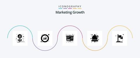 pack d'icônes glyphe de croissance marketing 5, y compris les entreprises. alarme. graphique. notification. alerte vecteur