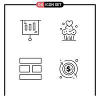 4 signes de ligne universels symboles d'affaires collage vente muffins image éléments de conception vectoriels modifiables vecteur