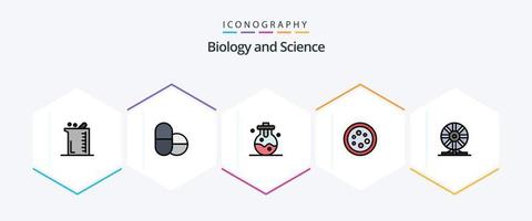 pack d'icônes de biologie 25 fillline, y compris la chimie. biochimie. laboratoire. laboratoire. équipement vecteur