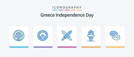 pack d'icônes bleues de la fête de l'indépendance de la grèce 5, y compris le zodiaque. astrologie. Irlande. olympique. Grèce. conception d'icônes créatives vecteur