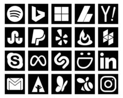 pack de 20 icônes de médias sociaux, y compris smugmug facebook paypal meta skype vecteur
