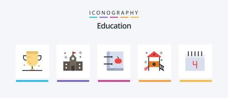 pack d'icônes plat 5 pour l'éducation, y compris la maternelle. enfance. préparatoire. apprentissage. éducation. conception d'icônes créatives vecteur