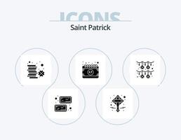 pack d'icônes glyphe saint patrick 5 conception d'icônes. trèfle. un événement. pièce de monnaie. Date. patrick vecteur