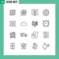 ensemble moderne de 16 contours pictogramme d'éléments de conception vectoriels modifiables de récupération d'insigne de soins militaires cibles vecteur