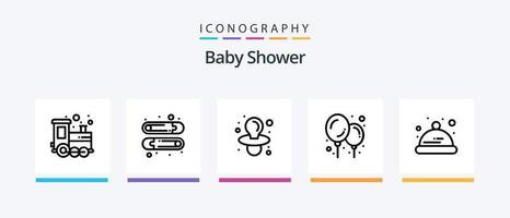 pack d'icônes de la ligne de douche de bébé 5 comprenant. tout-petit. surveiller. chapeau. jouet. conception d'icônes créatives vecteur