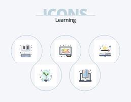 pack d'icônes plat d'apprentissage 5 conception d'icônes. livre. craie. livre. planche. en ligne vecteur