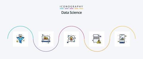 ligne de science des données remplie de 5 icônes plates, y compris mobile. dossier. la science. Erreur. la science vecteur