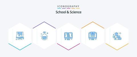 pack d'icônes bleues pour l'école et la science 25, y compris la lecture. numérique. formule. surveiller vecteur