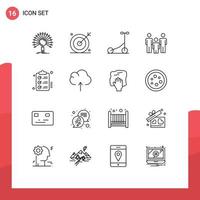 ensemble de 16 contours vectoriels sur la grille pour la liste de contrôle enfants recherche couple transport éléments de conception vectoriels modifiables vecteur
