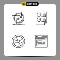 ensemble de 4 pack de couleurs plates commerciales fillline pour les éléments de conception vectoriels modifiables de chimie de données de lien de rapport de chaîne vecteur