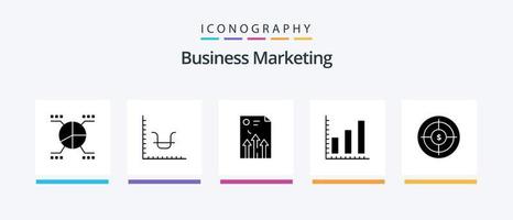 pack d'icônes de glyphe de marketing d'entreprise 5 comprenant des statistiques. commercialisation. commercialisation. rapport. document. conception d'icônes créatives vecteur