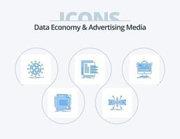 économie de données et médias publicitaires pack d'icônes bleues 5 conception d'icônes. graphique. graphique. esquisser. mondial. La Flèche vecteur