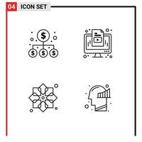 groupe de 4 couleurs plates remplies de signes et de symboles pour le modèle d'argent tissu de médias d'argent éléments de conception vectoriels modifiables vecteur