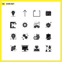 pack de 16 signes et symboles de glyphes solides modernes pour les supports d'impression Web tels que les boissons en boucle de machine à expresso planifier des éléments de conception vectoriels modifiables vecteur