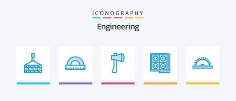 pack d'icônes bleu d'ingénierie 5, y compris la prise. imeuble. escalader. construction. outil hache. conception d'icônes créatives vecteur