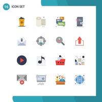 ensemble moderne de 16 couleurs et symboles plats tels que la flèche de l'interface du groupe mobile du développeur pack modifiable d'éléments de conception de vecteur créatif
