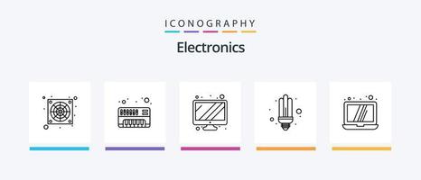 pack d'icônes électronique ligne 5 comprenant. MP musique. DVD. écouteurs. photo. conception d'icônes créatives vecteur