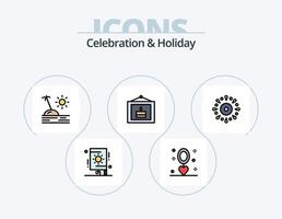 pack d'icônes remplies de lignes de célébration et de vacances 5 conception d'icônes. carte. vacances. fête. un événement. fête vecteur