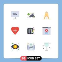 9 icônes créatives signes et symboles modernes de loisirs cœur humain montagne coeur forme usa éléments de conception vectoriels modifiables vecteur