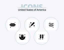 usa glyph icon pack 5 icon design. . saucisson. nourriture. saucisse. balle dure vecteur