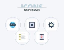 enquête en ligne pack d'icônes plates 5 conception d'icônes. . paramètre. en ligne. équipement. forme vecteur