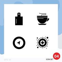 pack de 4 signes et symboles de glyphes solides modernes pour les supports d'impression Web tels que les éléments de conception vectoriels modifiables de cible de carte de café d'oeil de boeuf alimentaire vecteur