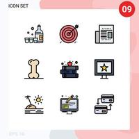 9 interface utilisateur fillline pack de couleurs plates de signes et symboles modernes du livre santé cible humaine lire des éléments de conception vectoriels modifiables vecteur