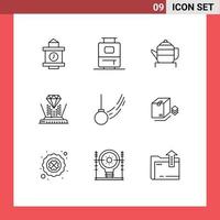 9 icônes créatives signes et symboles modernes de balançoire à billes technologie de pendule de Chine éléments de conception vectoriels modifiables vecteur
