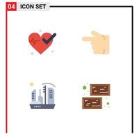 4 icônes plates vectorielles thématiques et symboles modifiables des éléments de conception vectoriels modifiables d'expansion gauche du doigt de la colonie médicale vecteur