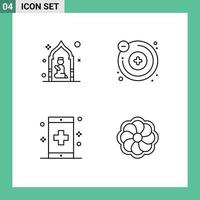 pack de 4 signes et symboles de couleurs plates modernes pour les supports d'impression Web tels que la maladie de la mosquée homme chimie forme des éléments de conception vectoriels modifiables vecteur