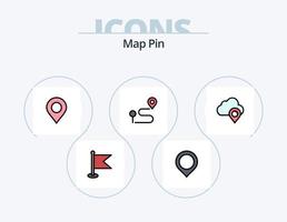 pack d'icônes remplies de ligne de broche de carte 5 conception d'icônes. . l'Internet. épingler vecteur