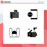 groupe de 4 signes et symboles de glyphes solides pour le télécopieur de pont de fax développer des éléments de conception vectoriels modifiables de port vecteur