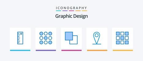 concevoir un pack d'icônes bleu 5 comprenant. échanger. la grille. conception d'icônes créatives vecteur