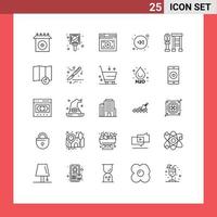 25 icônes créatives signes et symboles modernes de la page de banc de la station rembobiner les éléments de conception vectoriels modifiables vecteur