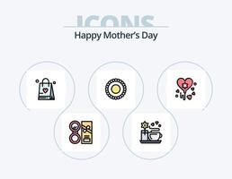 heureuse fête des mères ligne remplie icône pack 5 conception d'icônes. femelle . femme. mère . vecteur
