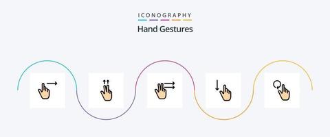 ligne de gestes de la main remplie de 5 icônes plates, y compris le doigt. main. doigts. gestes. doigt vecteur