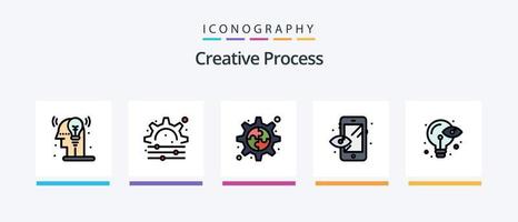 ligne de processus créatif remplie de 5 icônes, y compris la mise en page. Créatif. processus. idée. processus. conception d'icônes créatives vecteur