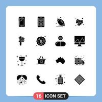 pack de glyphes solides de 16 symboles universels de fruits du ramadan smartphone dates sport éléments de conception vectoriels modifiables vecteur