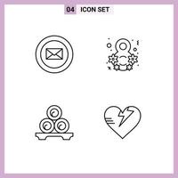 symboles d'icônes universels groupe de 4 couleurs plates modernes de la journée de relaxation du courrier les femmes célèbrent les éléments de conception vectoriels modifiables vecteur