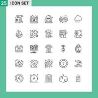 25 lignes universelles définies pour les applications web et mobiles printemps nuage halloween ciel pluie nuit éléments de conception vectoriels modifiables vecteur