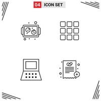 4 icônes créatives signes et symboles modernes de cuisson ordinateur plateau forme docteur éléments de conception vectoriels modifiables vecteur