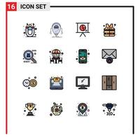 ensemble de 16 symboles d'icônes d'interface utilisateur modernes signes pour chaise parc technologie toboggan modifiable éléments de conception de vecteur créatif