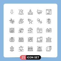 pack de 25 signes et symboles de lignes modernes pour les supports d'impression Web tels que l'usure de la page célébration cravate arc éléments de conception vectoriels modifiables vecteur