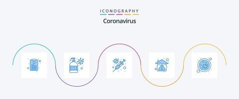 pack d'icônes bleu coronavirus 5 comprenant du sang. protection. grippe. empêcher. domicile vecteur