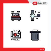 4 couleurs plates vectorielles thématiques remplies et symboles modifiables des éléments de conception vectoriels modifiables du lit du contrôleur domestique handycam gdpr vecteur