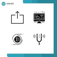 ensemble de 4 symboles d'icônes d'interface utilisateur modernes signes pour la météo de nuage de blockchain de flèche éléments de conception vectoriels modifiables décentralisés vecteur