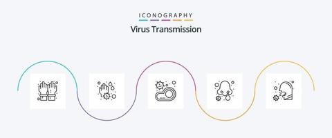 pack d'icônes de ligne de transmission de virus 5, y compris covid. infection du nez. bactéries. infection nasale. du froid vecteur