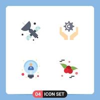 pack d'icônes plates de 4 symboles universels de l'équipement scientifique des employés de l'espace pensant des éléments de conception vectoriels modifiables vecteur