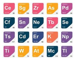 20 tableau préodique de la conception du pack d'icônes d'éléments vecteur